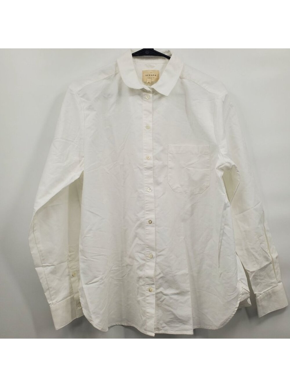 Sézane Full Button Up Shirt Classic Rounded Collar Shirt Top Women Size US 8 NWT